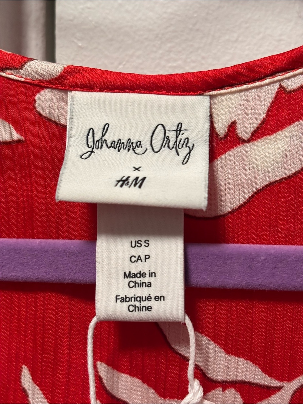 NWT Johanna Ortiz x H&M Red and White Floral Satin Tiered Maxi Dress S - Picture 10 of 12